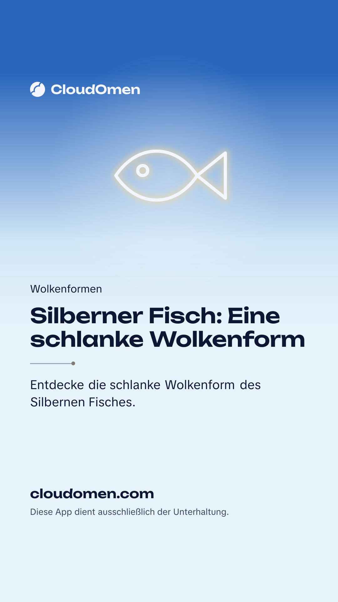 Story-Bild: Silberner Fisch: Eine schlanke Wolkenform