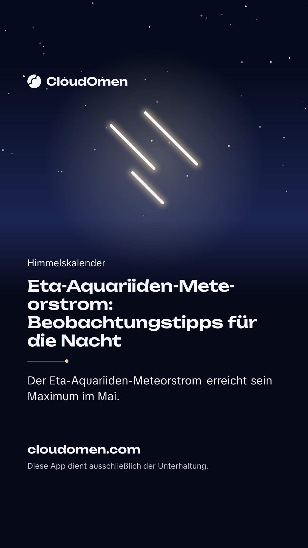 Story-Bild: Eta-Aquariiden-Meteorstrom: Beobachtungstipps für die Nacht