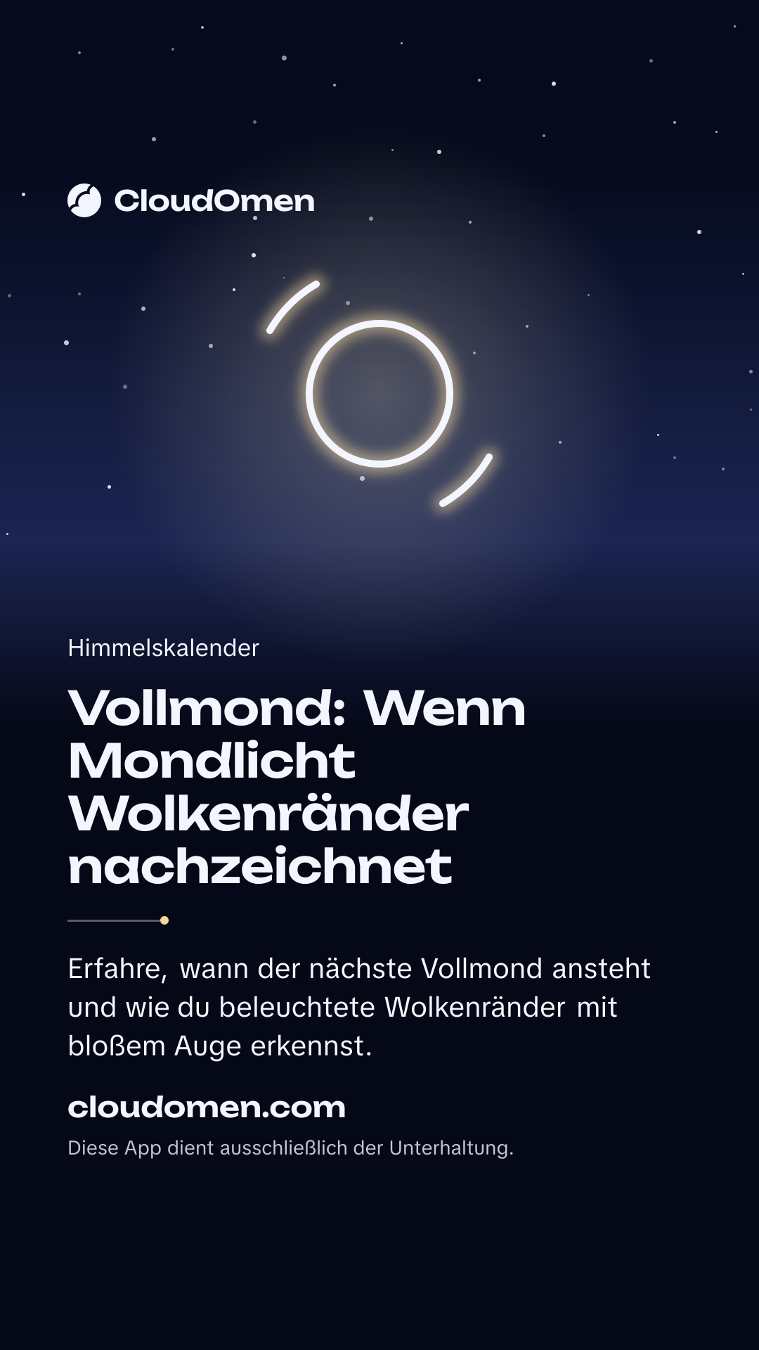 Story-Bild: Vollmond: Wenn Mondlicht Wolkenränder nachzeichnet
