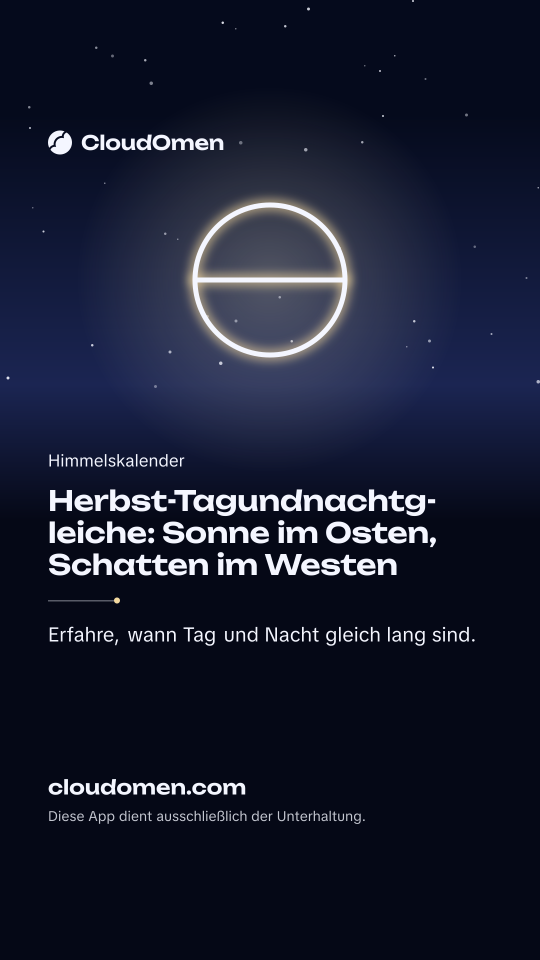 Story-Bild: Herbst-Tagundnachtgleiche: Sonne im Osten, Schatten im Westen