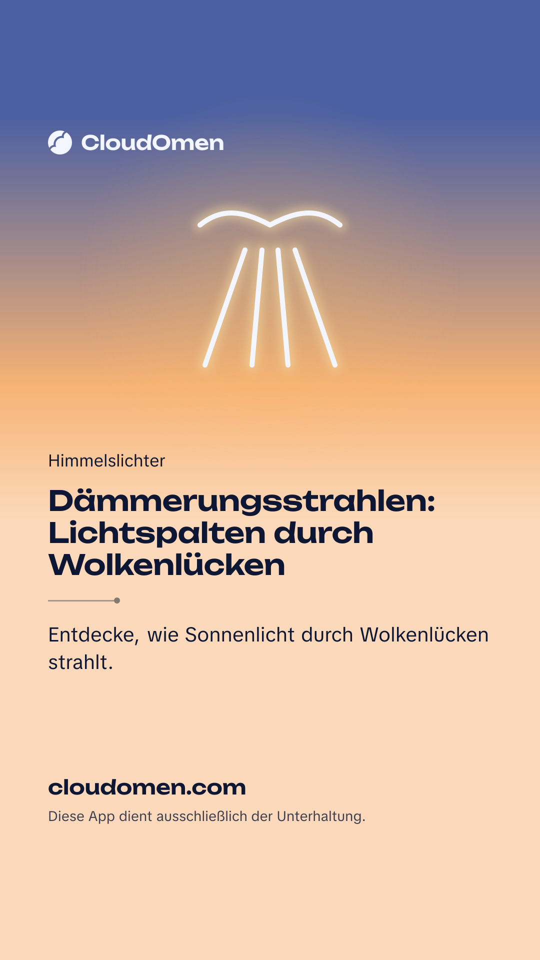 Story-Bild: Dämmerungsstrahlen: Lichtspalten durch Wolkenlücken