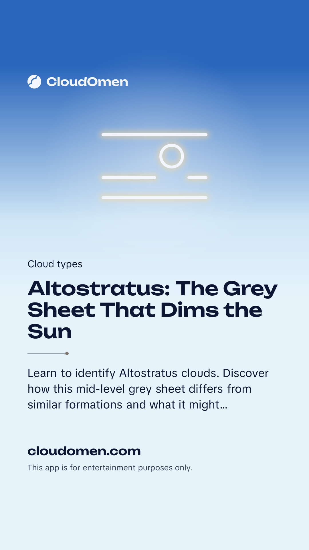 Story image: Altostratus: The Grey Sheet That Dims the Sun