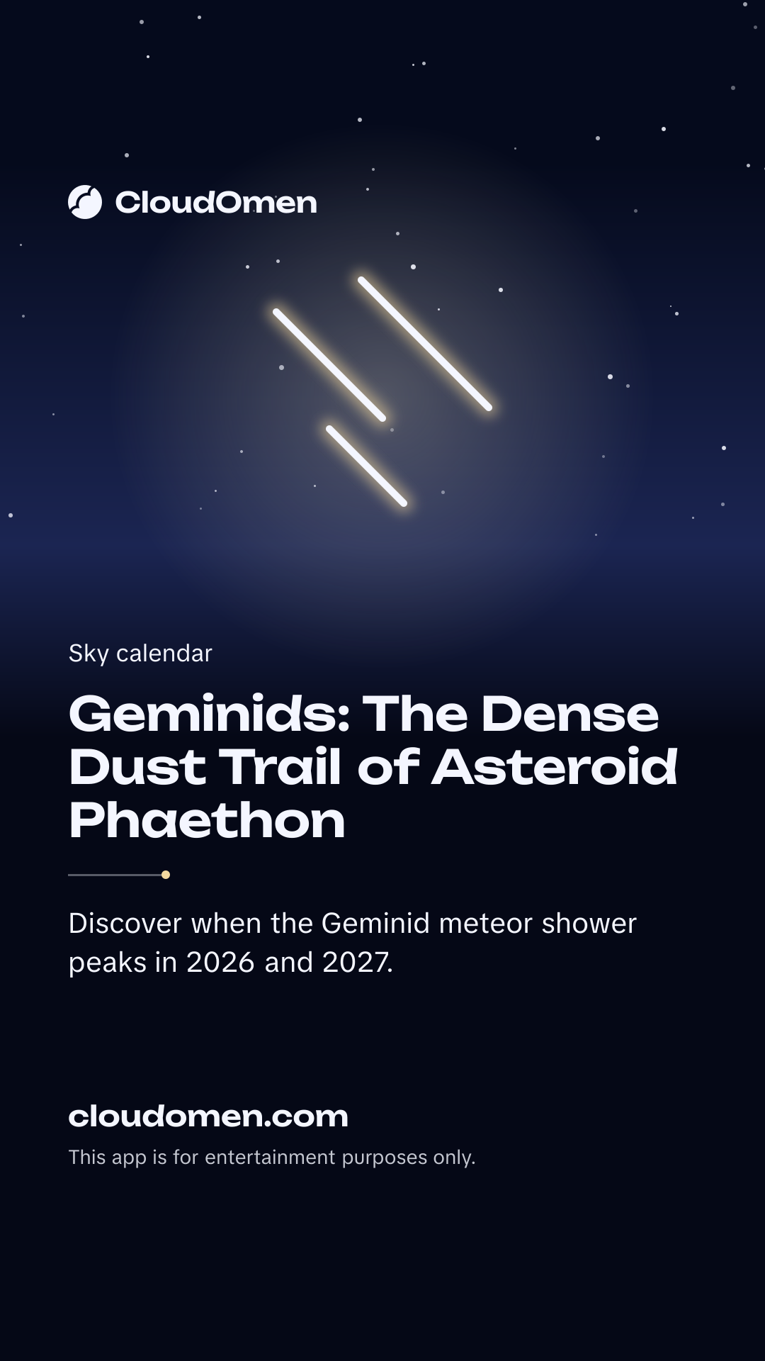 Story image: Geminids: The Dense Dust Trail of Asteroid Phaethon
