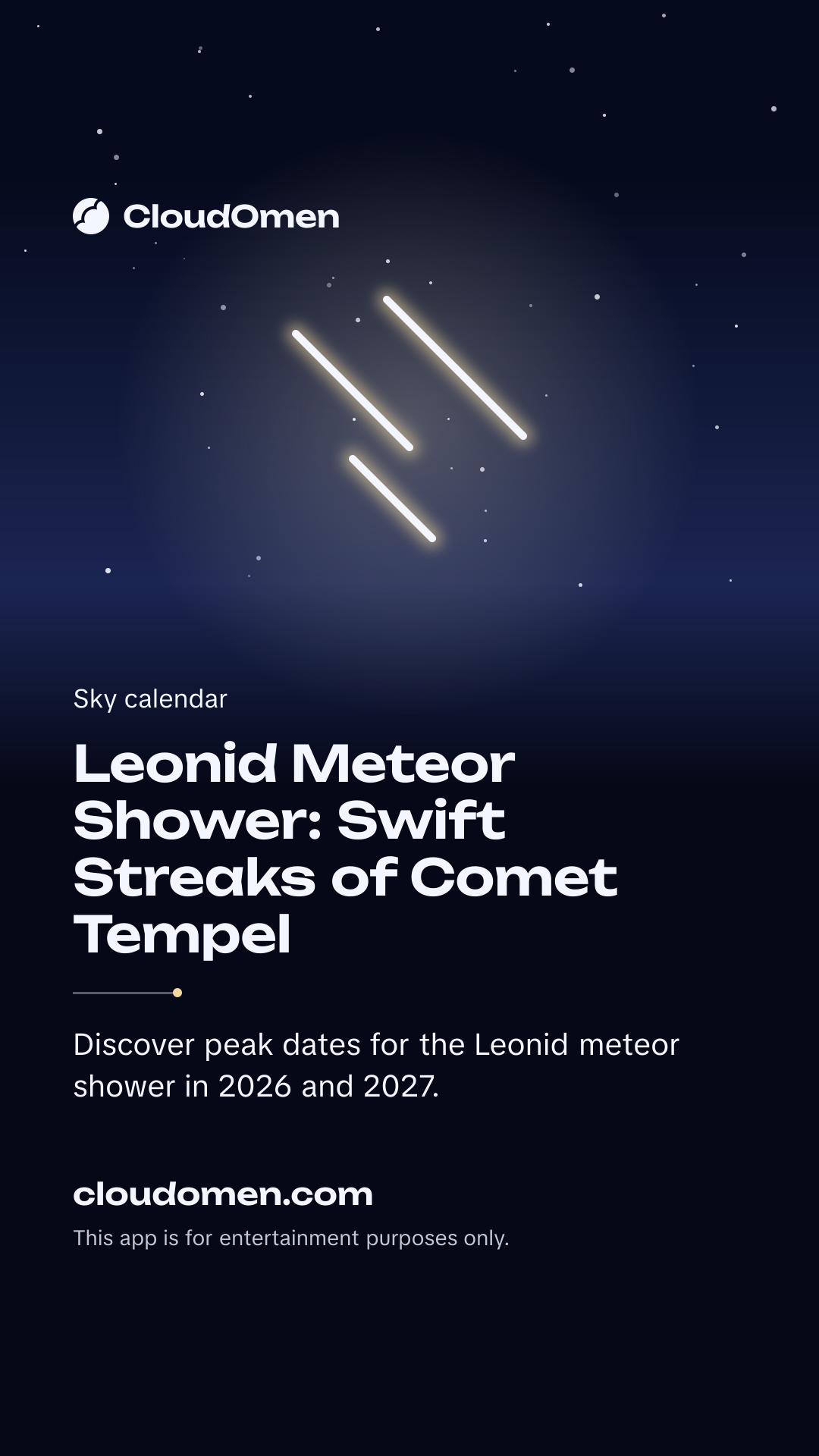 Story image: Leonid Meteor Shower: Swift Streaks of Comet Tempel