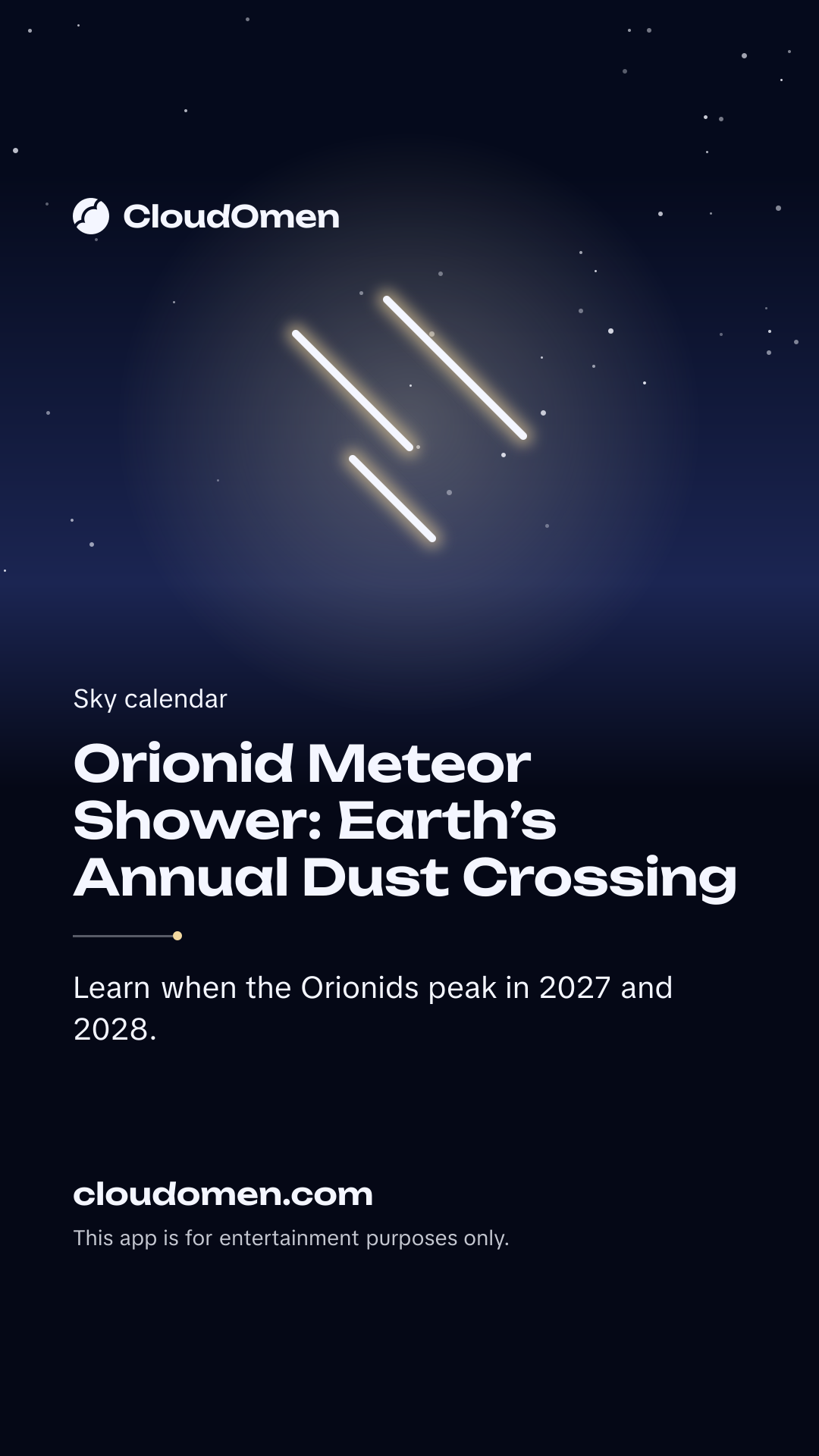 Story image: Orionid Meteor Shower: Earth’s Annual Dust Crossing