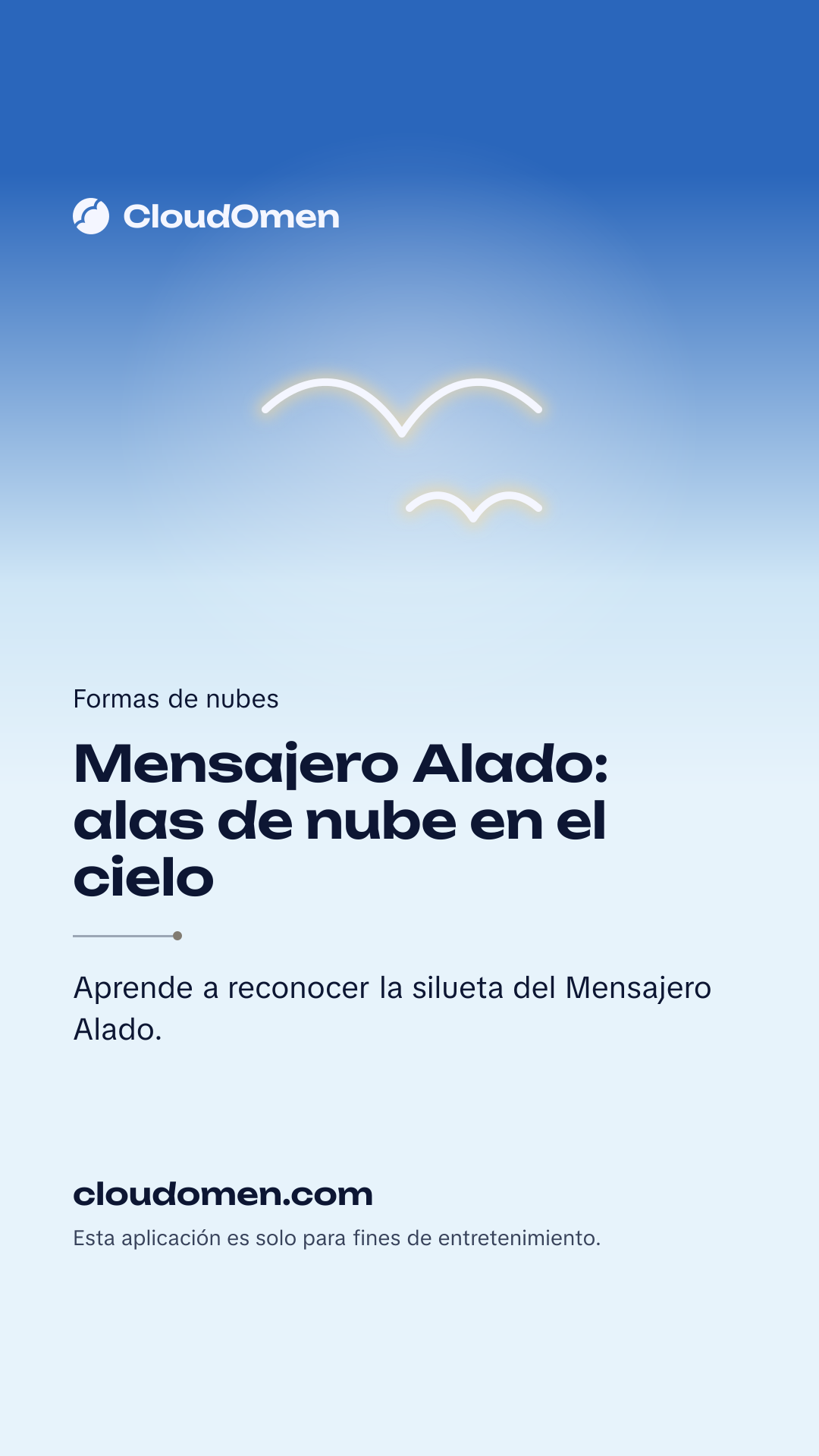Imagen para historia: Mensajero Alado: alas de nube en el cielo