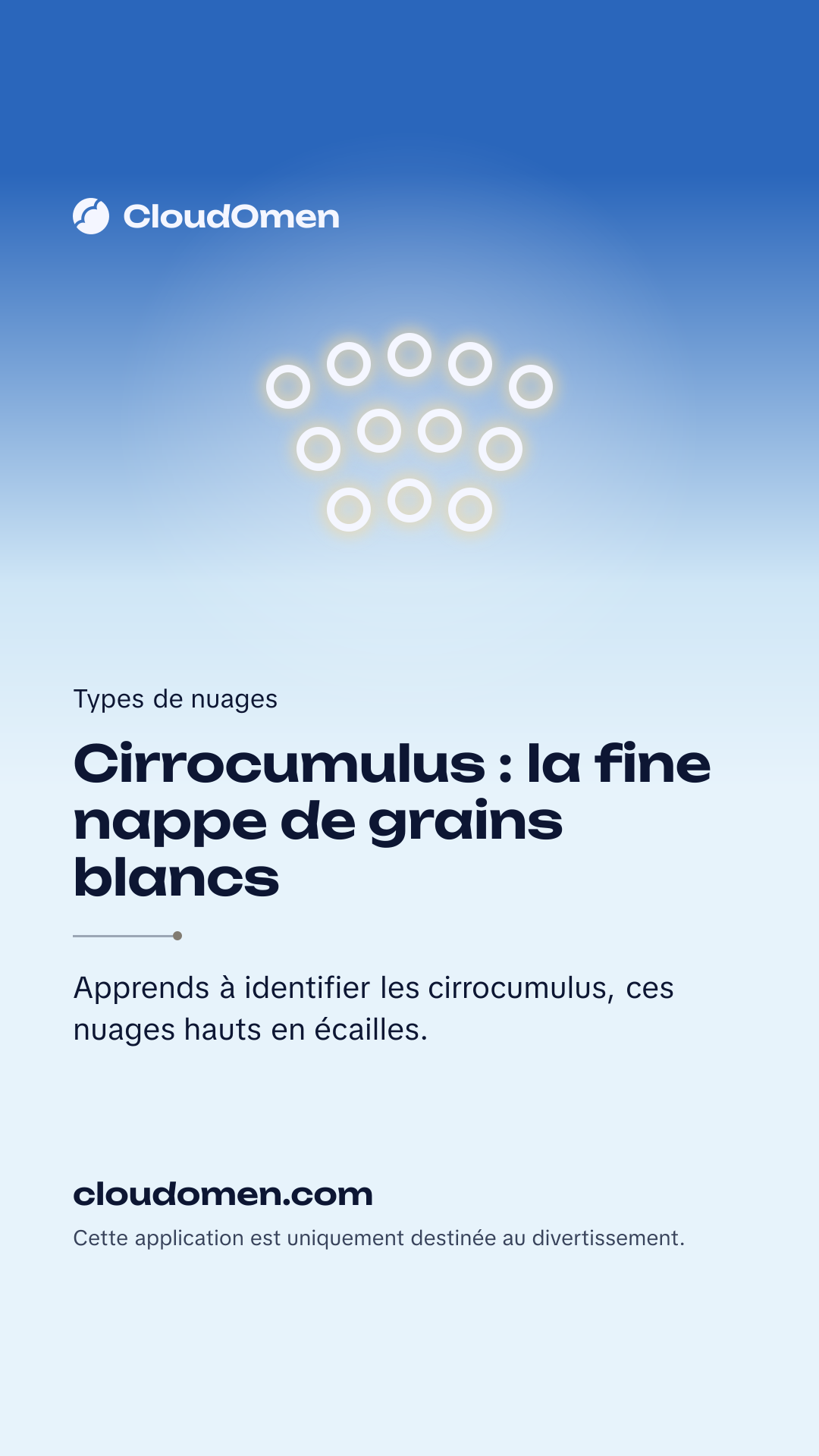 Image pour story : Cirrocumulus : la fine nappe de grains blancs