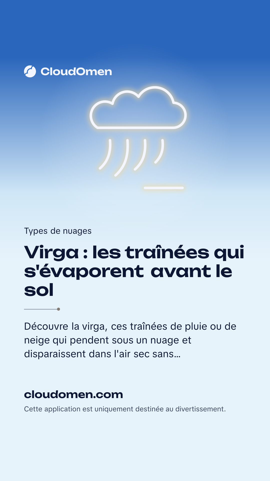 Image pour story : Virga : les traînées qui s'évaporent avant le sol