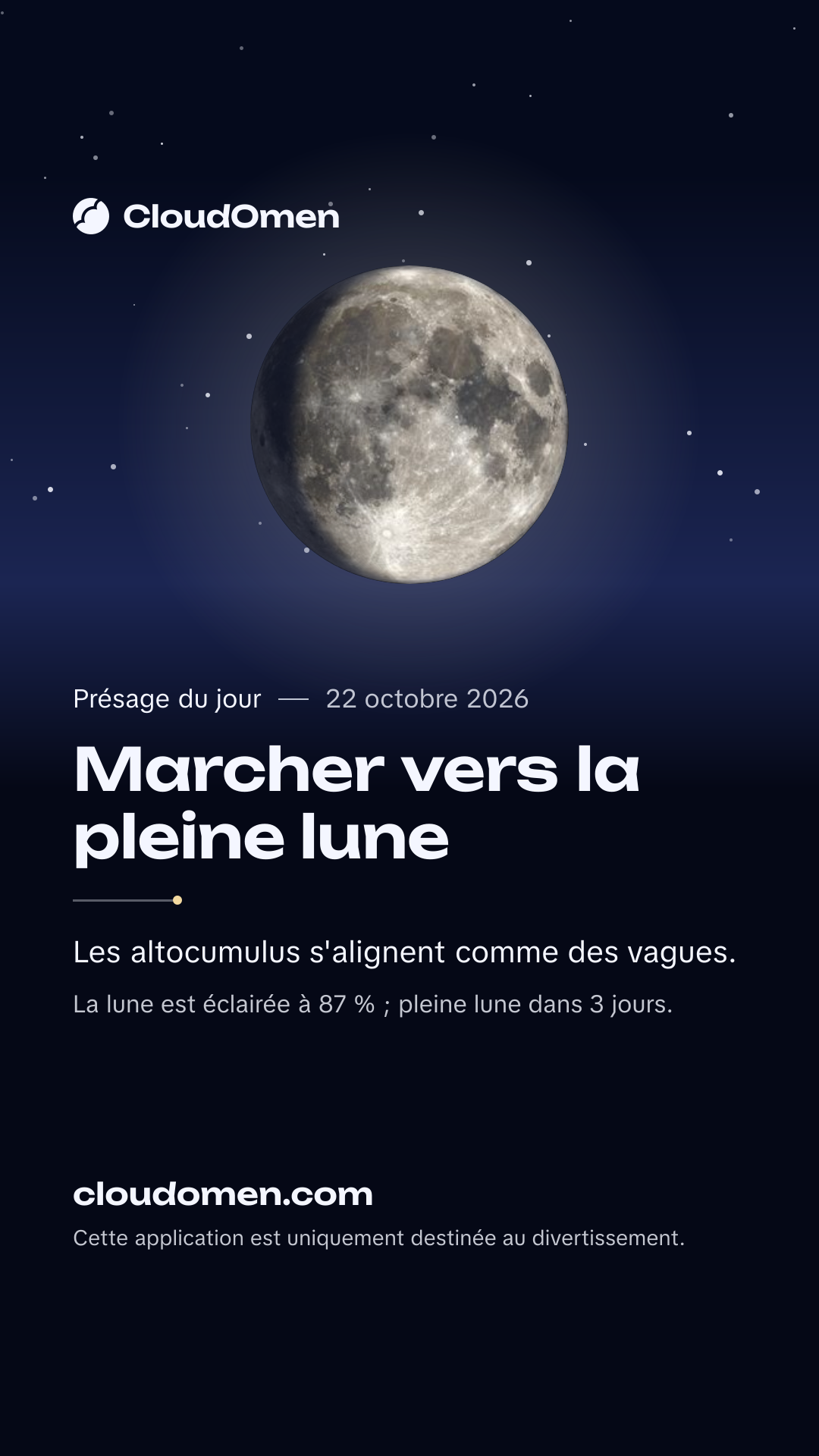 Image pour story : Marcher vers la pleine lune