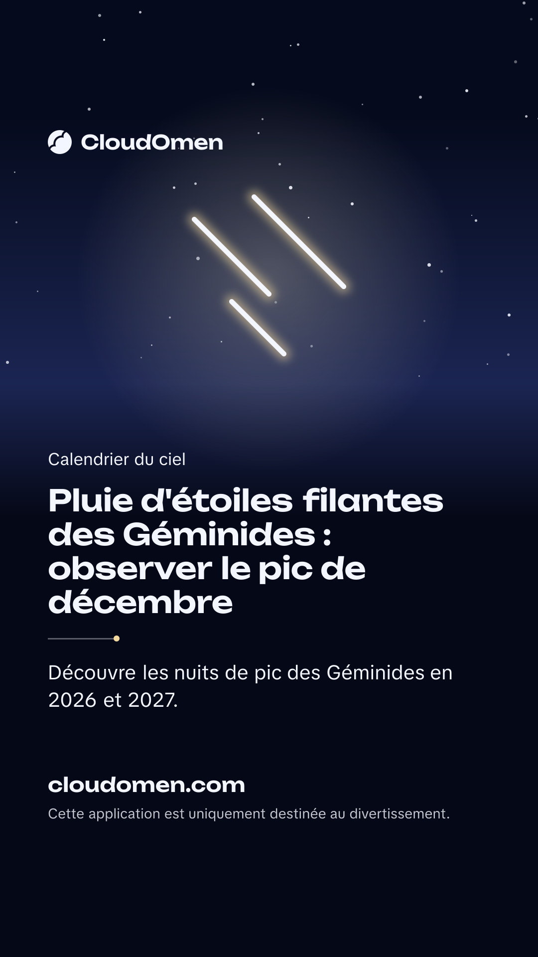 Image pour story : Pluie d'étoiles filantes des Géminides : observer le pic de décembre