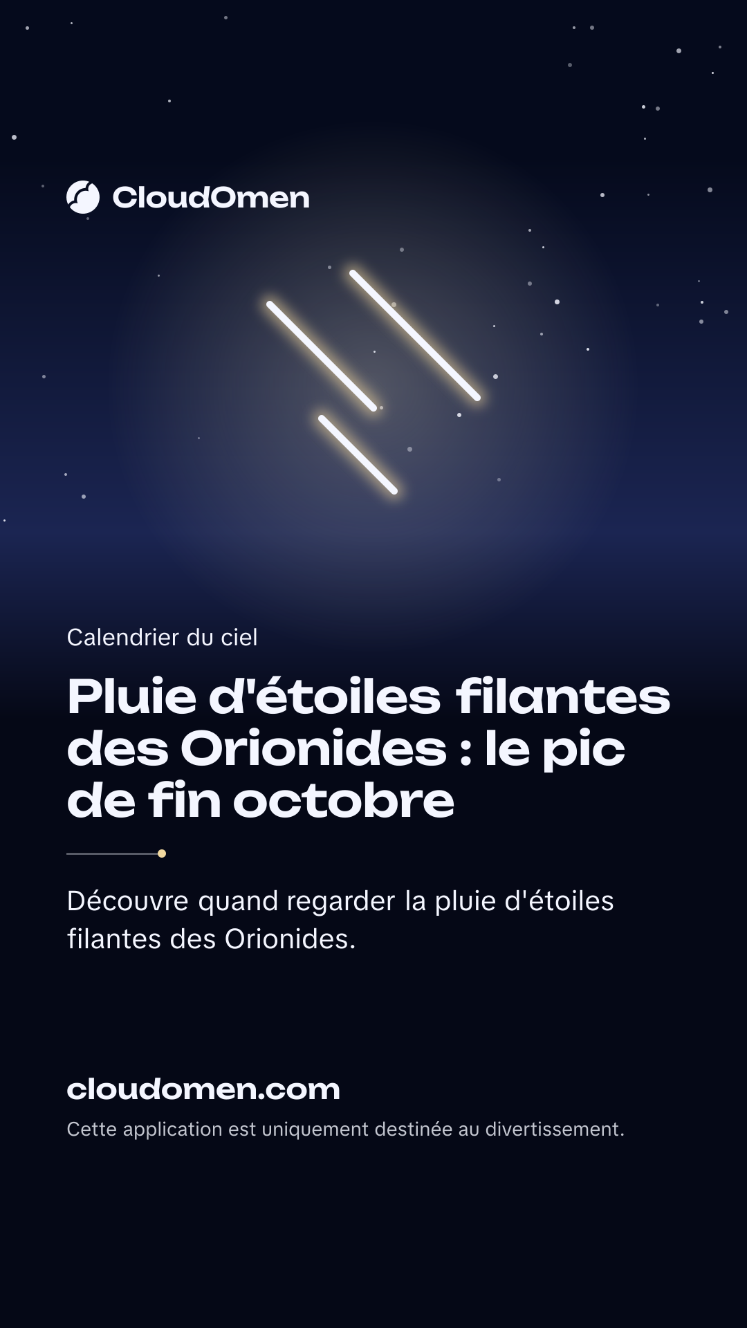 Image pour story : Pluie d'étoiles filantes des Orionides : le pic de fin octobre