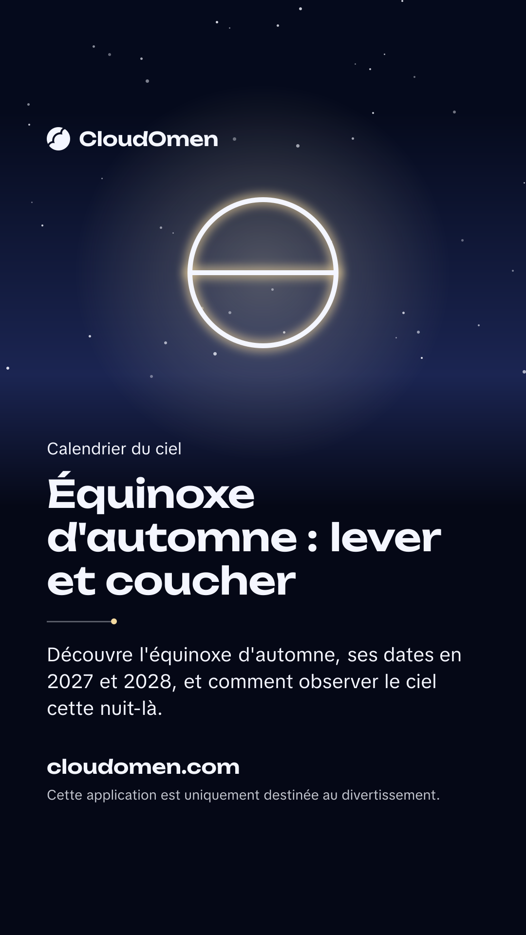 Image pour story : Équinoxe d'automne : lever et coucher