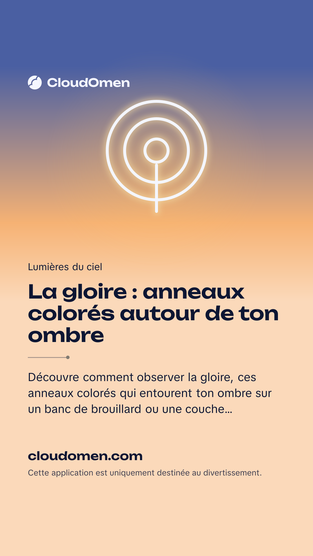 Image pour story : La gloire : anneaux colorés autour de ton ombre
