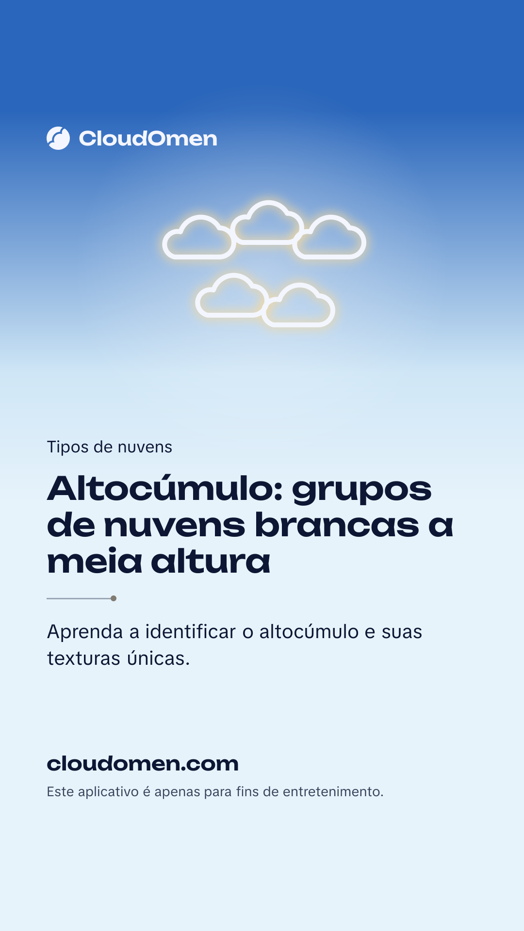 Imagem para stories: Altocúmulo: grupos de nuvens brancas a meia altura