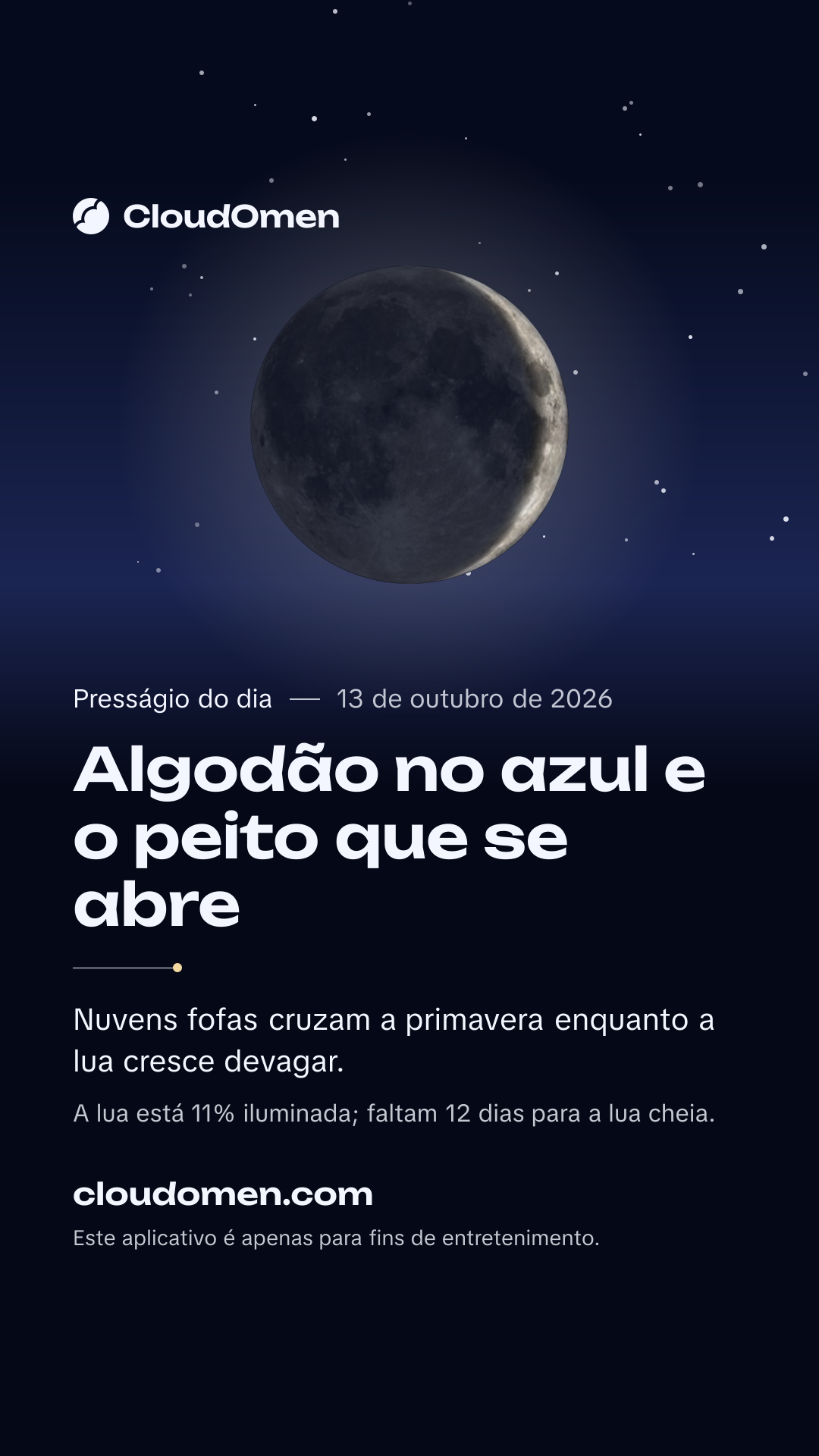 Imagem para stories: Algodão no azul e o peito que se abre