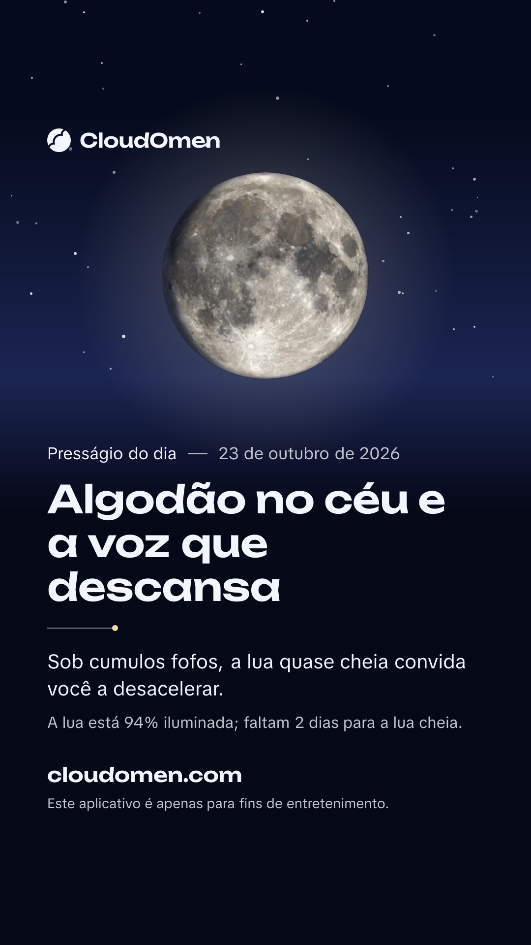 Imagem para stories: Algodão no céu e a voz que descansa