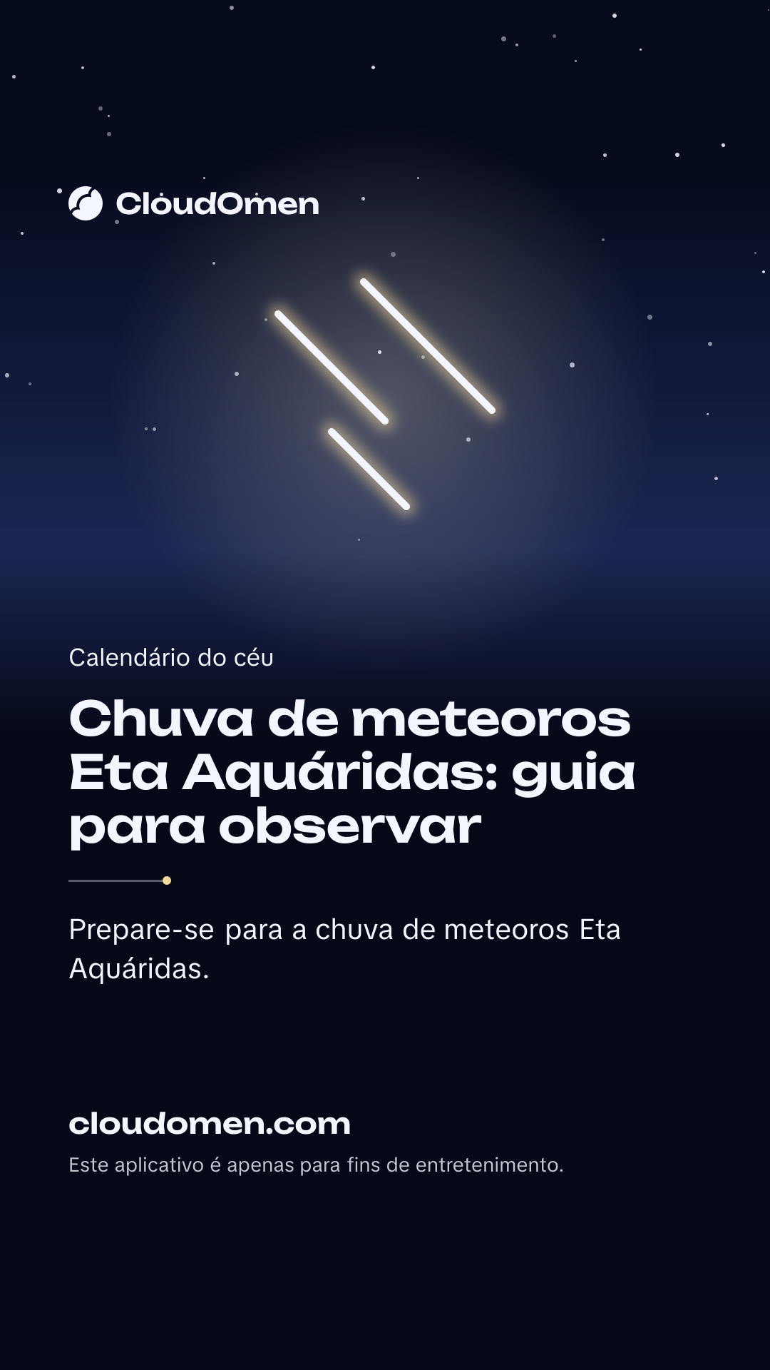 Imagem para stories: Chuva de meteoros Eta Aquáridas: guia para observar