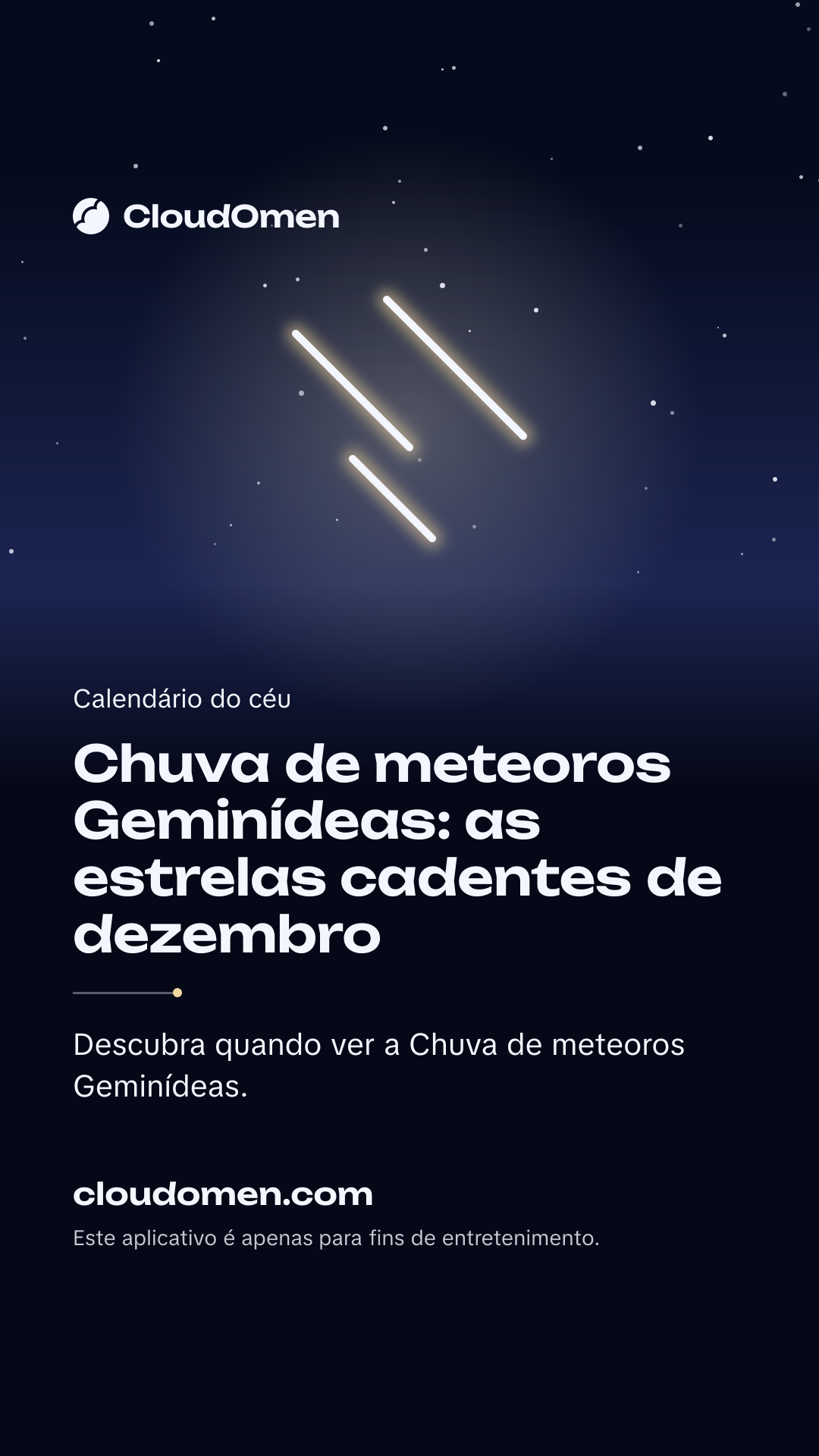 Imagem para stories: Chuva de meteoros Geminídeas: as estrelas cadentes de dezembro