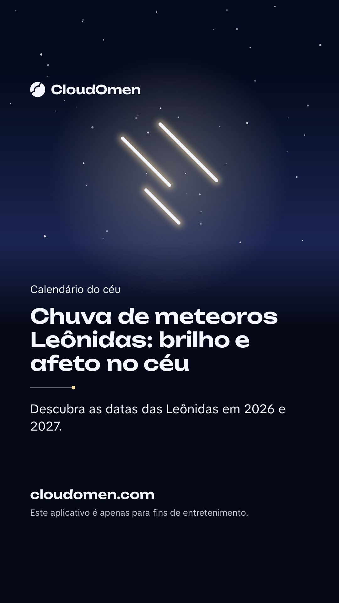 Imagem para stories: Chuva de meteoros Leônidas: brilho e afeto no céu