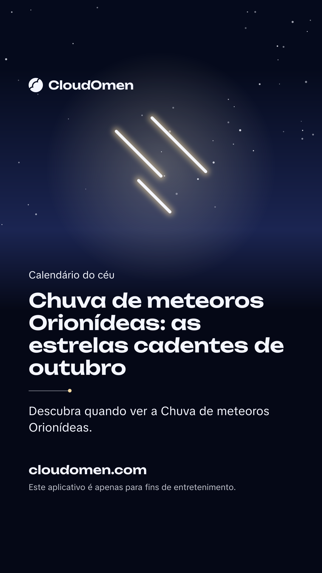 Imagem para stories: Chuva de meteoros Orionídeas: as estrelas cadentes de outubro