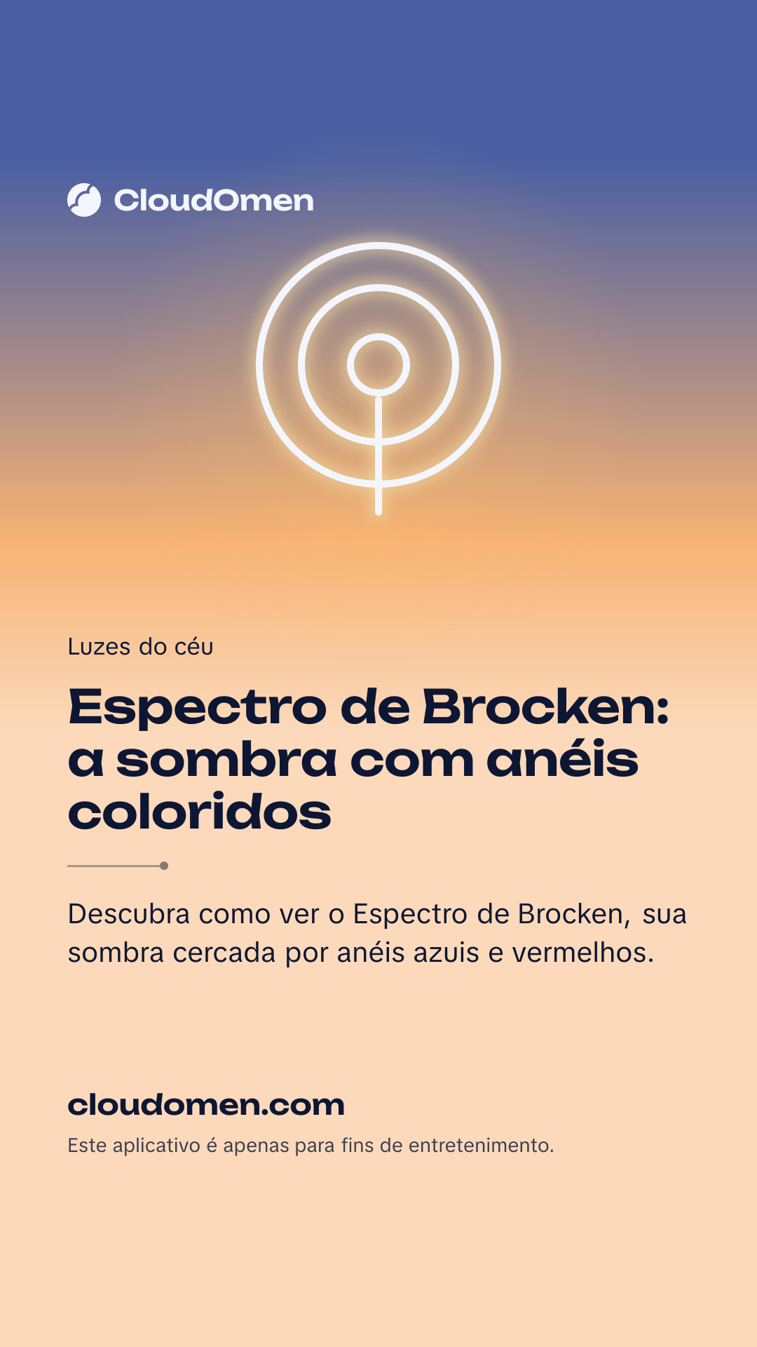 Imagem para stories: Espectro de Brocken: a sombra com anéis coloridos
