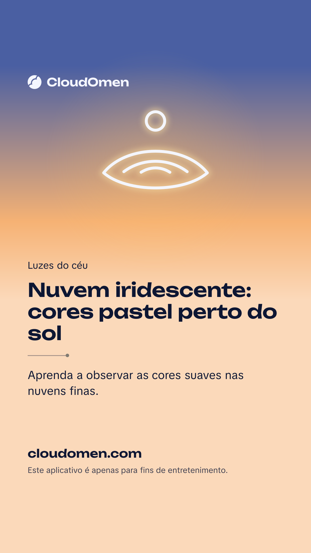 Imagem para stories: Nuvem iridescente: cores pastel perto do sol