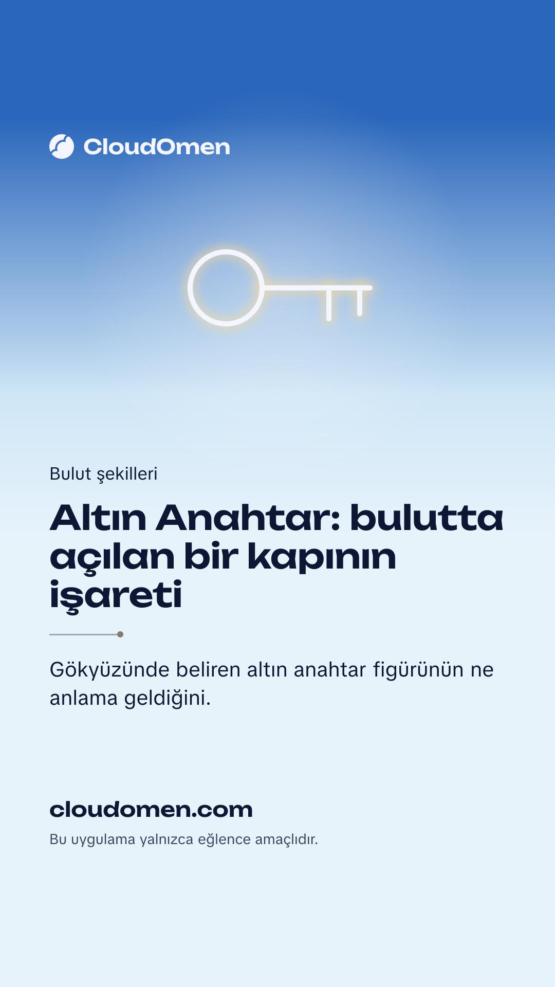 Hikâye görseli: Altın Anahtar: bulutta açılan bir kapının işareti